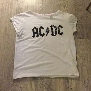 AC/DC white shirt with black glitter